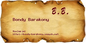 Bondy Barakony névjegykártya